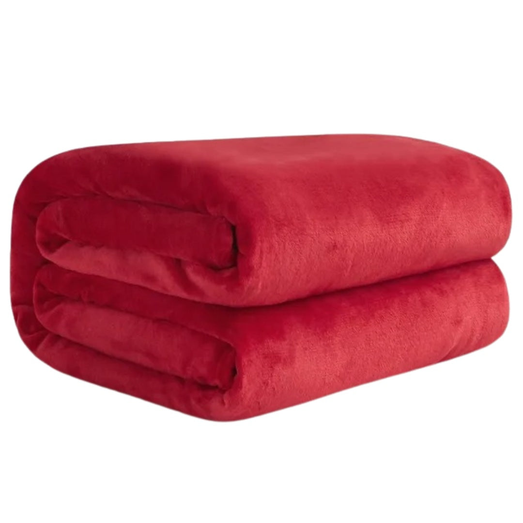 Lichte fleece deken van 150 x 200 cm, opgevouwen - rood