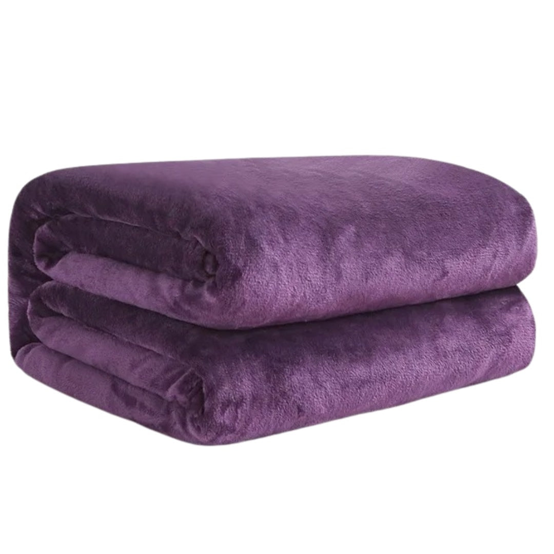 Lichte fleece deken van 150 x 200 cm, opgevouwen - paars