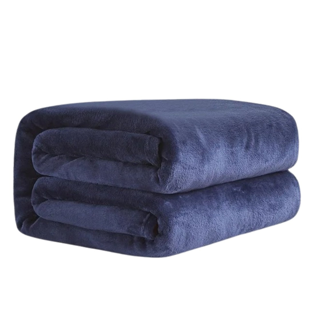 Lichte fleece deken van 150 x 200 cm, opgevouwen - marineblauw