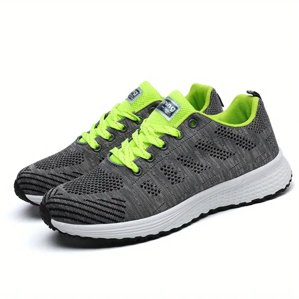 Lichte gebreide damessneakers met witte schuimzool
