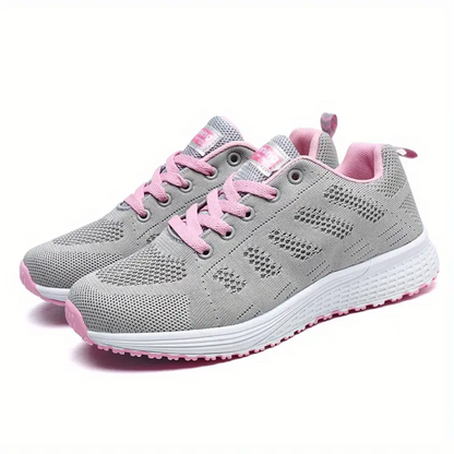 Lichte gebreide damessneakers met witte schuimzool