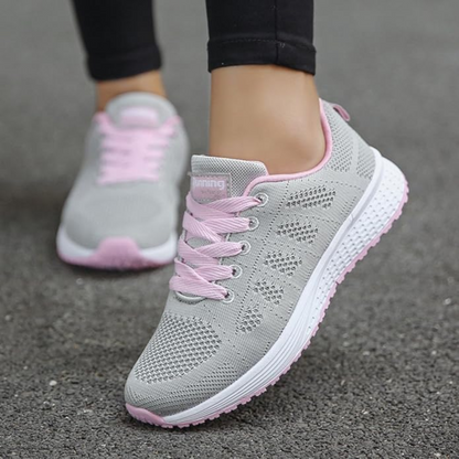 Lichte gebreide damessneakers met witte schuimzool