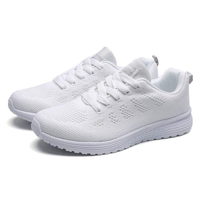 Lichte gebreide damessneakers met witte schuimzool