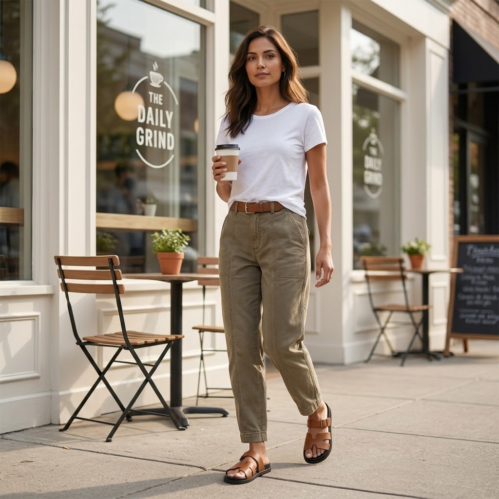Utility broek dames met hoge taille - detailfoto