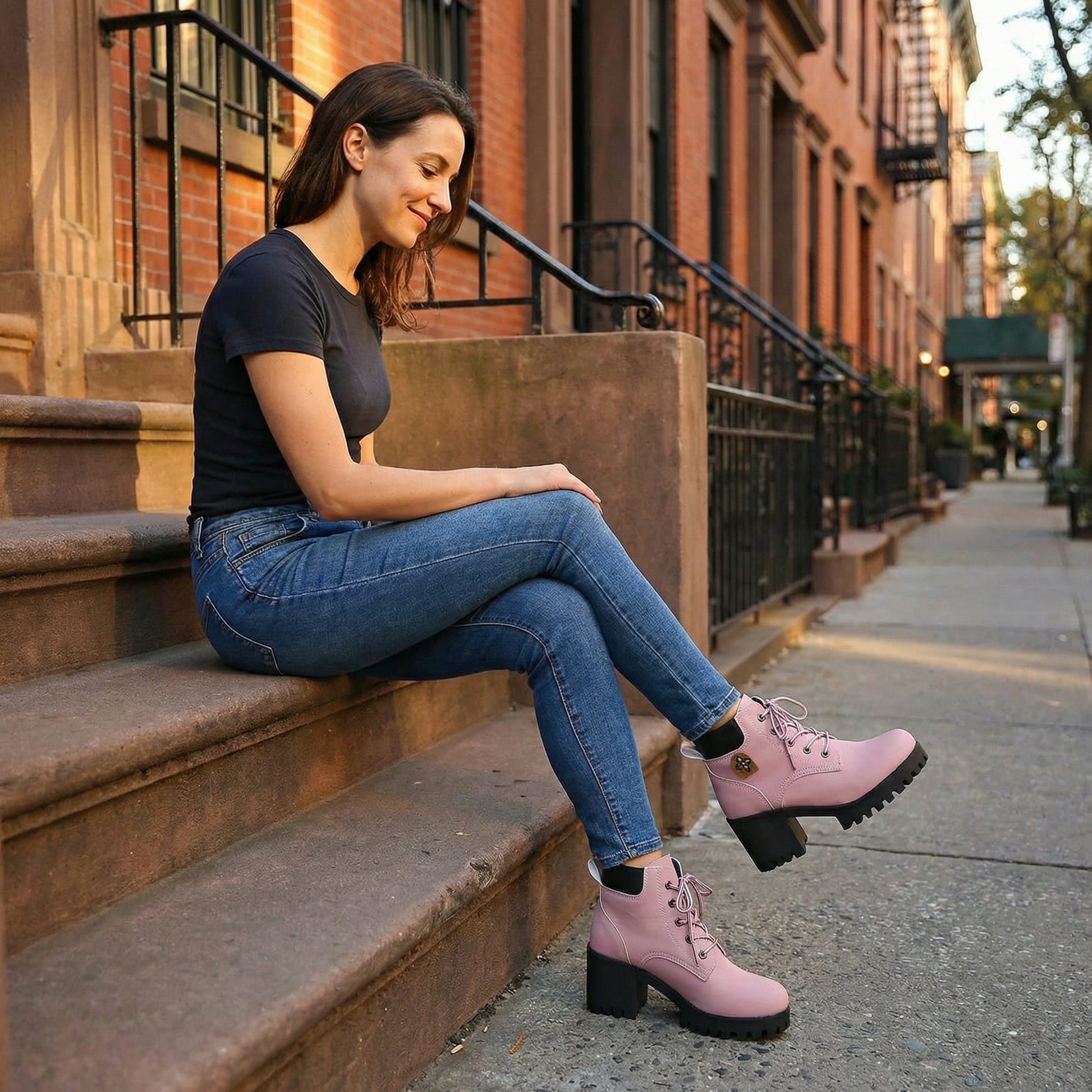 Veterboots dames met plateau - detailfoto