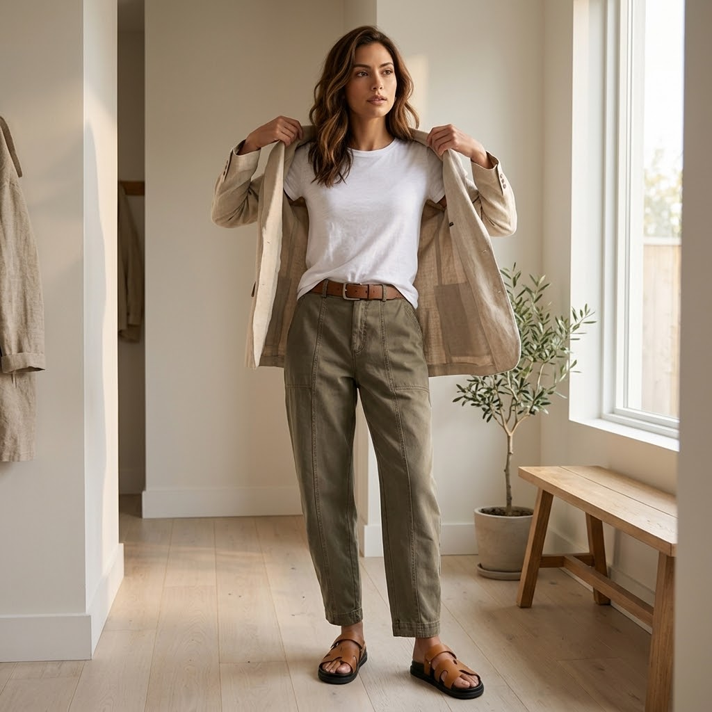 Utility broek dames met hoge taille - detailfoto