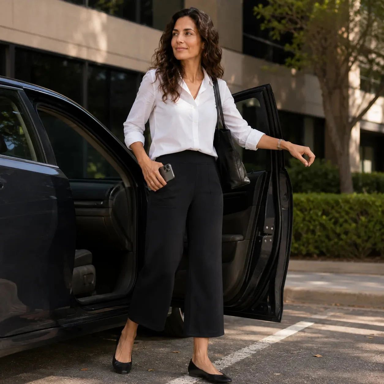 Wijde broek dames met hoge taille - detailfoto