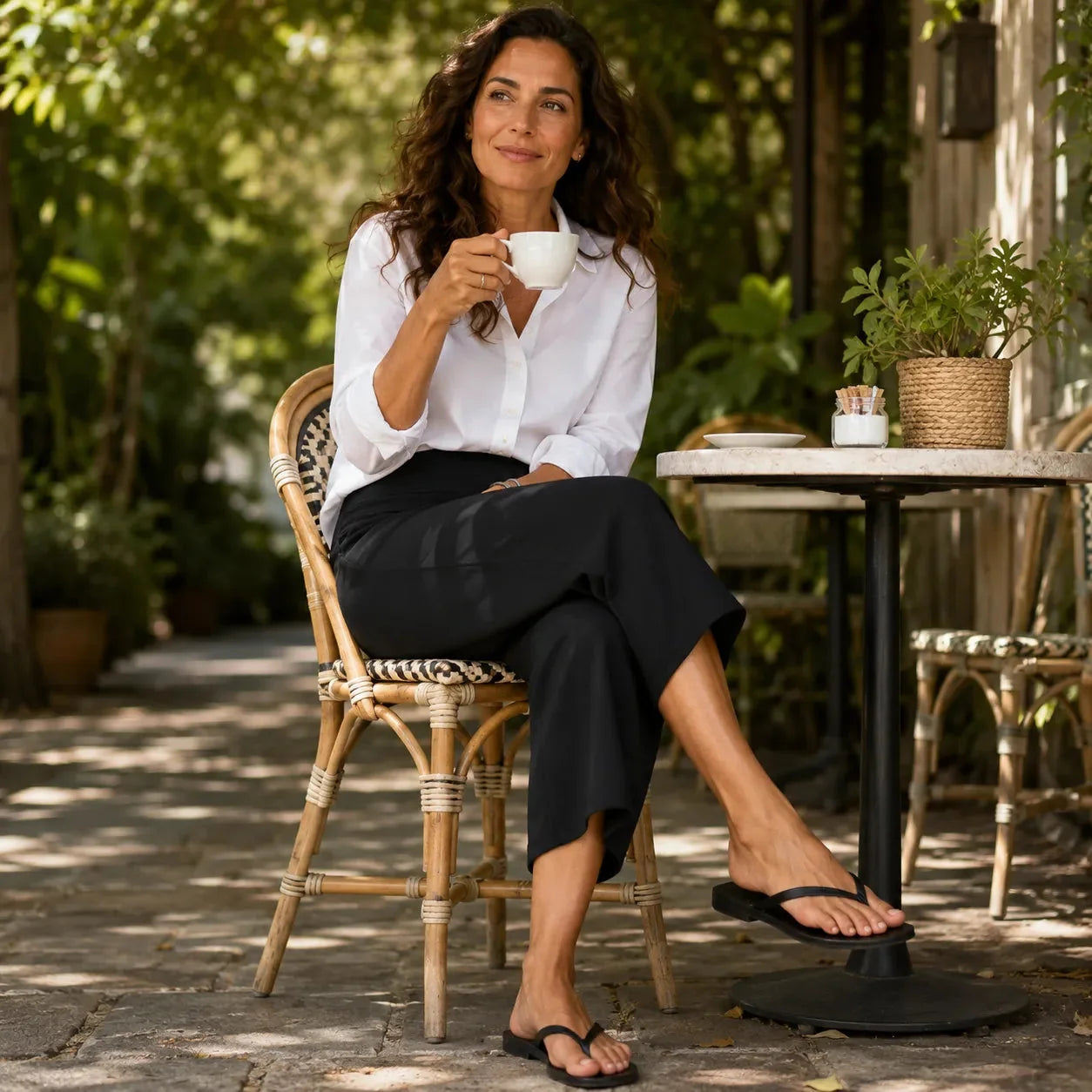 Wijde broek dames met hoge taille - detailfoto