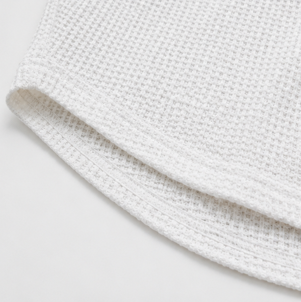 Henley top dames met wafelstructuur - detailfoto