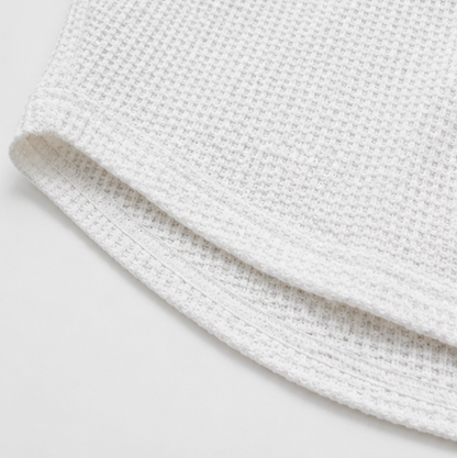 Henley top dames met wafelstructuur - detailfoto