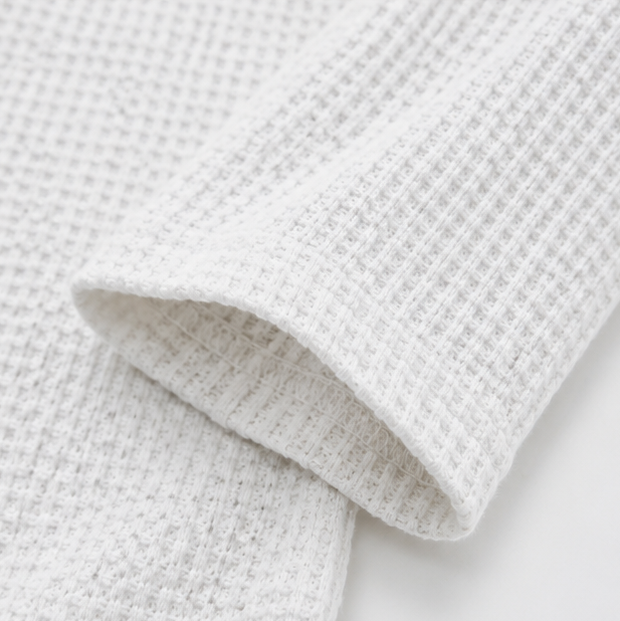 Henley top dames met wafelstructuur - detailfoto