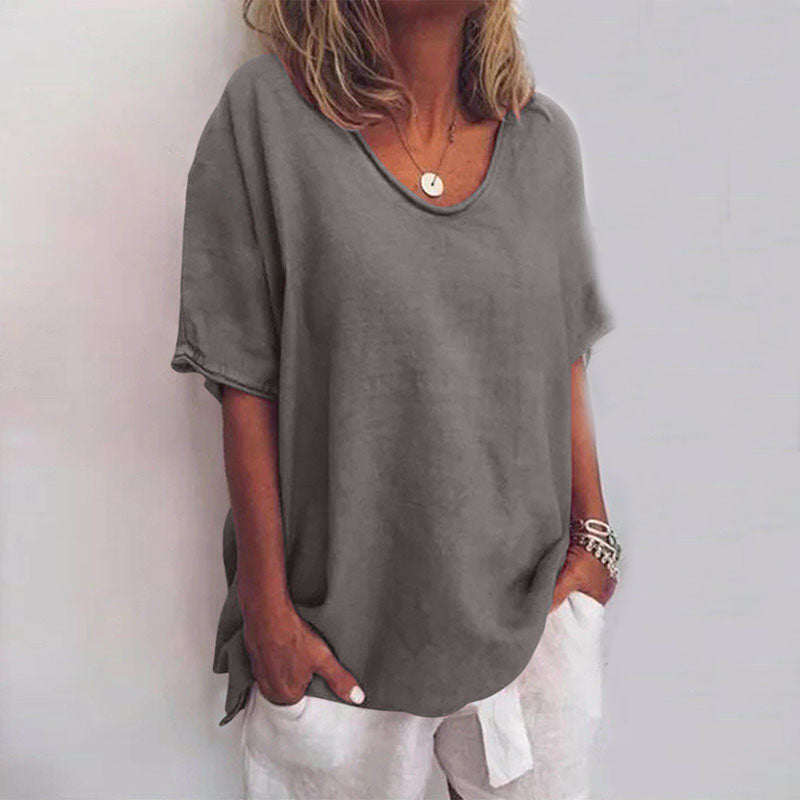 Comfortabele blouse dames donkergrijs - oversized pasvorm