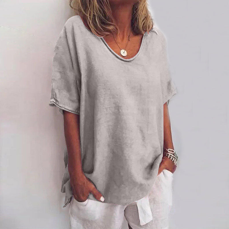 Losse blouse dames wit zijaanzicht - premium lichtgewicht stof