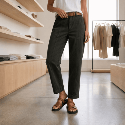 Utility broek dames met hoge taille in Donkergroen