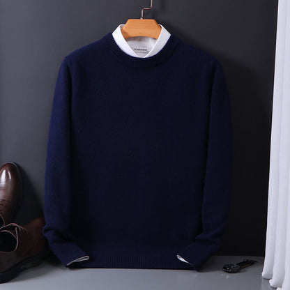 Zachte herentrui met ronde hals in Marineblauw