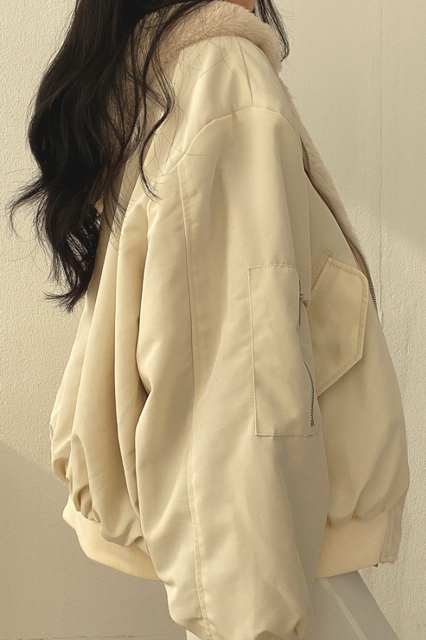 Omkeerbaar oversized bomberjack voor dames met imitatiebont en capuchon
