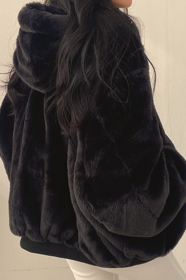 Omkeerbaar oversized bomberjack voor dames met imitatiebont en capuchon
