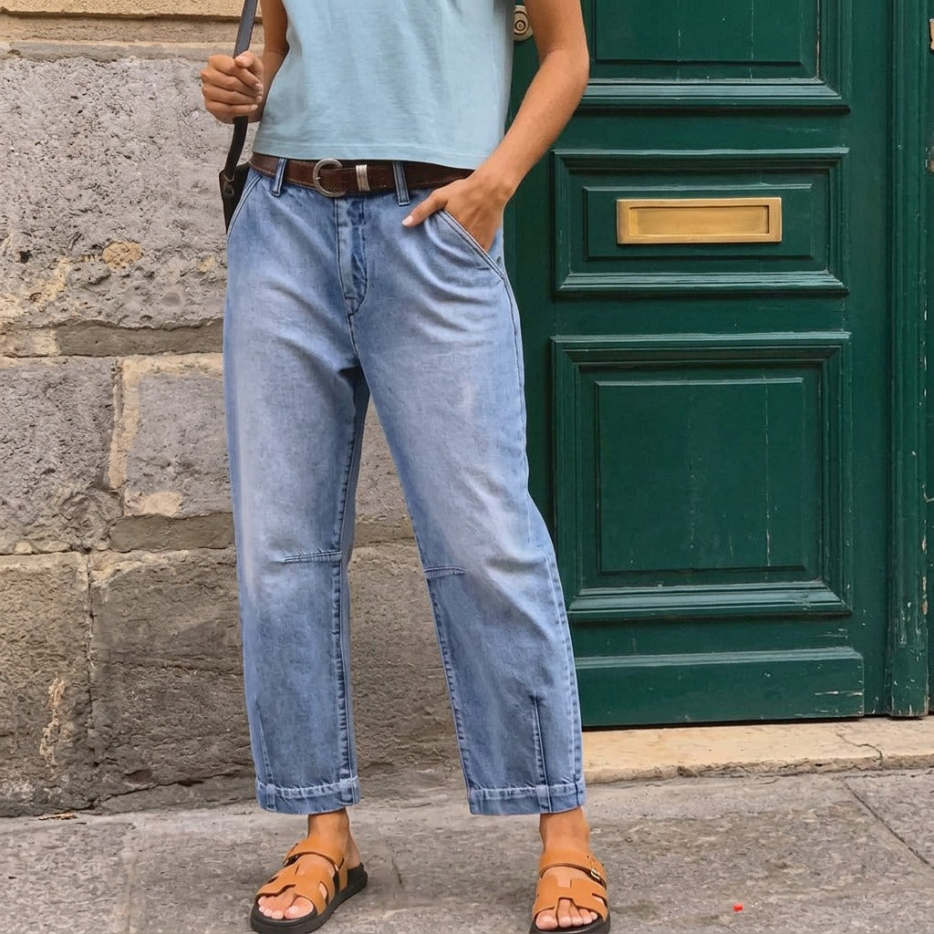 Barrel jeans dames met hoge taille