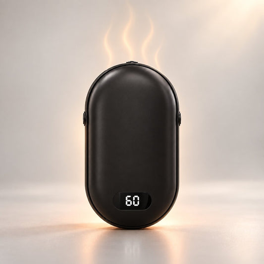 Oplaadbare handwarmer met digitaal temperatuurdisplay - zwart