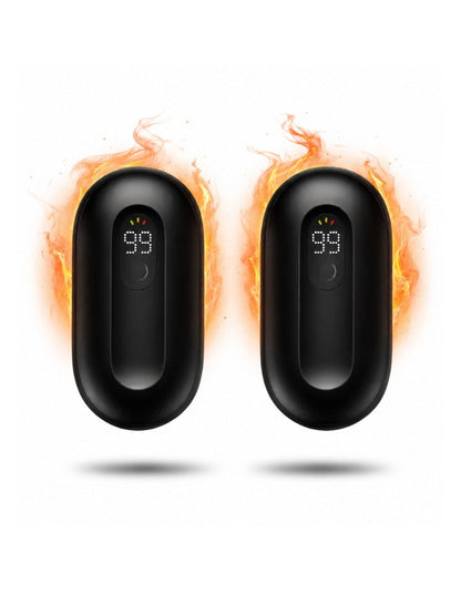 Twee oplaadbare handwarmers met display en magneet
