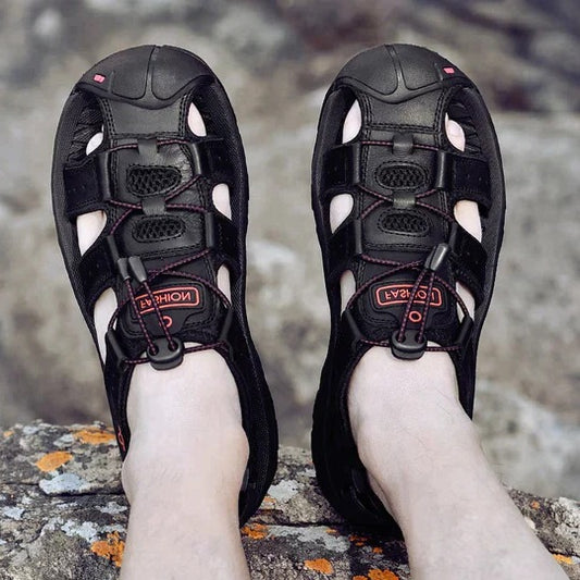 Orthopedische herensandalen met gesloten neus, snelsluiter en voetboogsteun - beeld 2