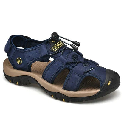 Orthopedische herensandalen met gesloten neus, snelsluiter en voetboogsteun - marineblauw