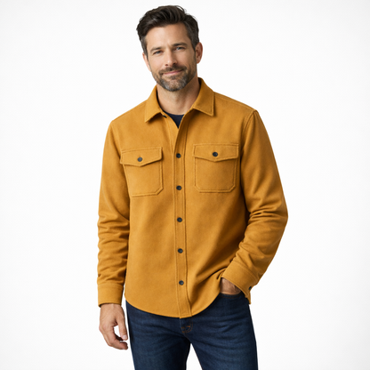 Geborsteld overshirt voor heren met twee borstzakken met klep