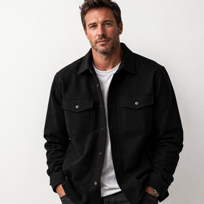 Geborsteld overshirt voor heren met twee borstzakken met klep