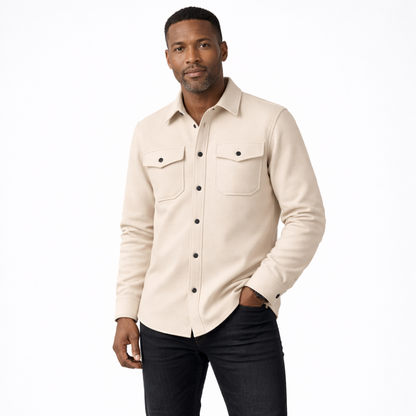 Geborsteld overshirt voor heren met twee borstzakken met klep