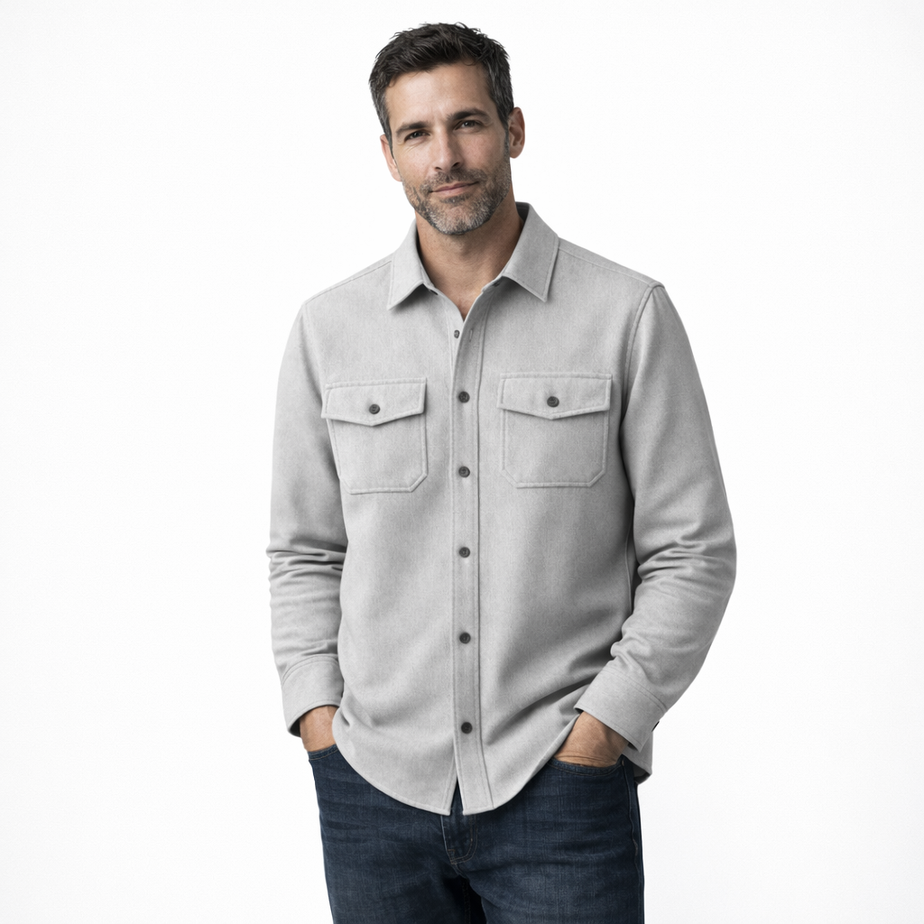 Geborsteld overshirt voor heren met twee borstzakken met klep