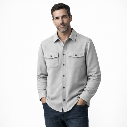 Geborsteld overshirt voor heren met twee borstzakken met klep