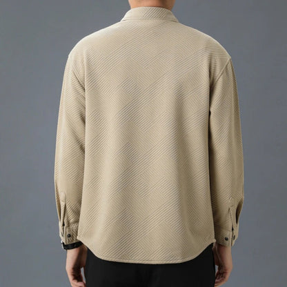 Overshirt voor heren met geometrisch reliëf, drukknopen en borstzakken - beeld 3