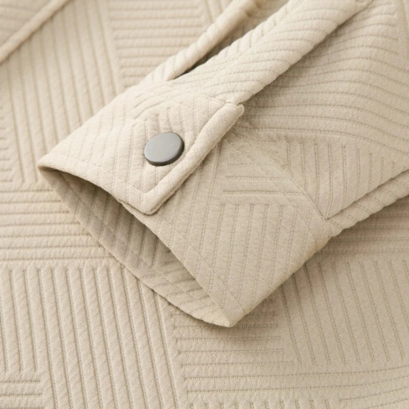 Overshirt voor heren met geometrisch reliëf, drukknopen en borstzakken - beeld 5