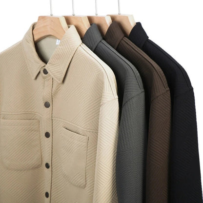 Overshirt voor heren met geometrisch reliëf, drukknopen en borstzakken - beeld 6