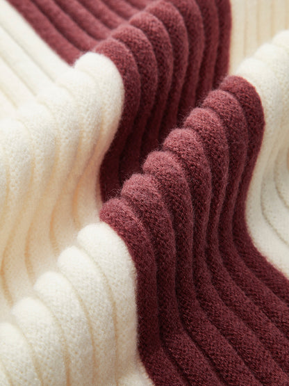 Oversized damestrui met col en verticale kleurblokken in grove rib
