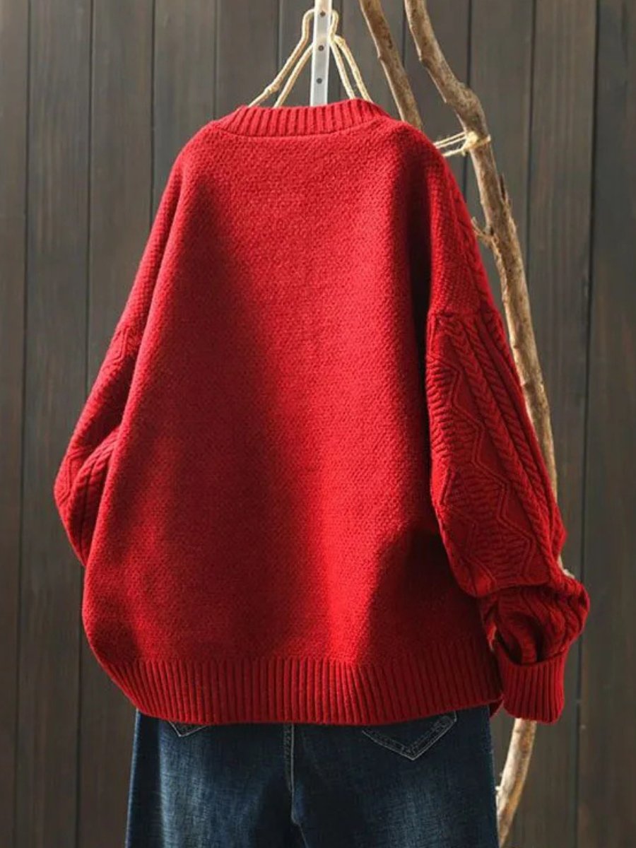 Oversized damesvest met kabelpatroon, ronde hals en knoopsluiting
