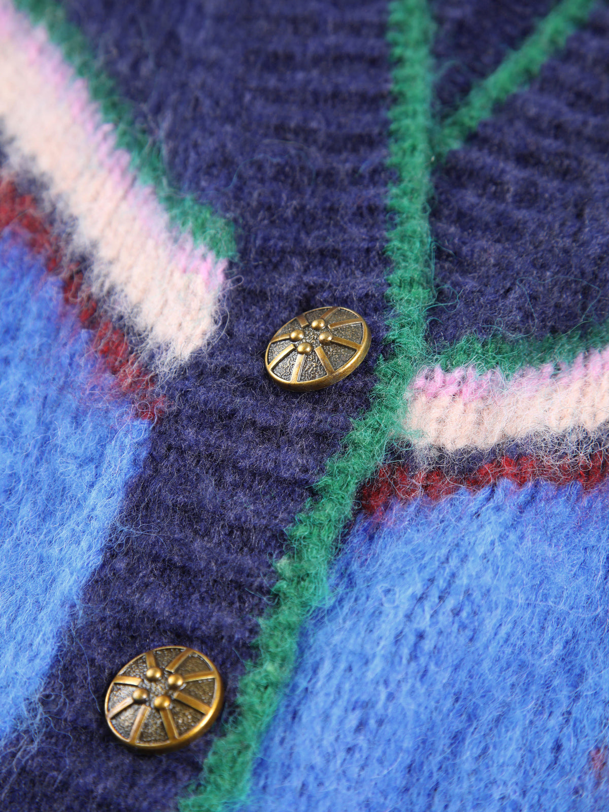 Oversized damesvest met ingebreid sterpatroon, V-hals en opgezette zakken
