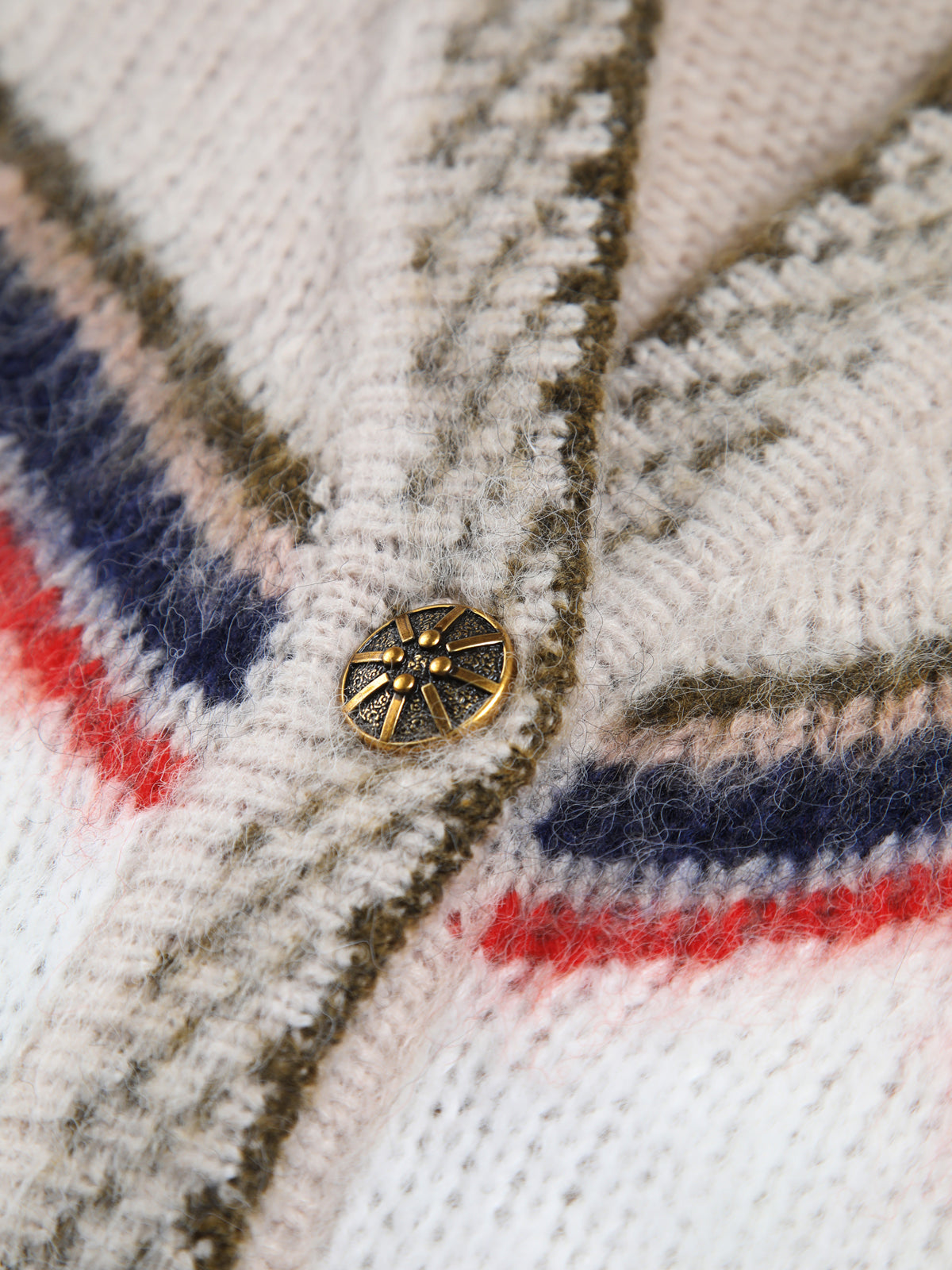Oversized damesvest met ingebreid sterpatroon, V-hals en opgezette zakken
