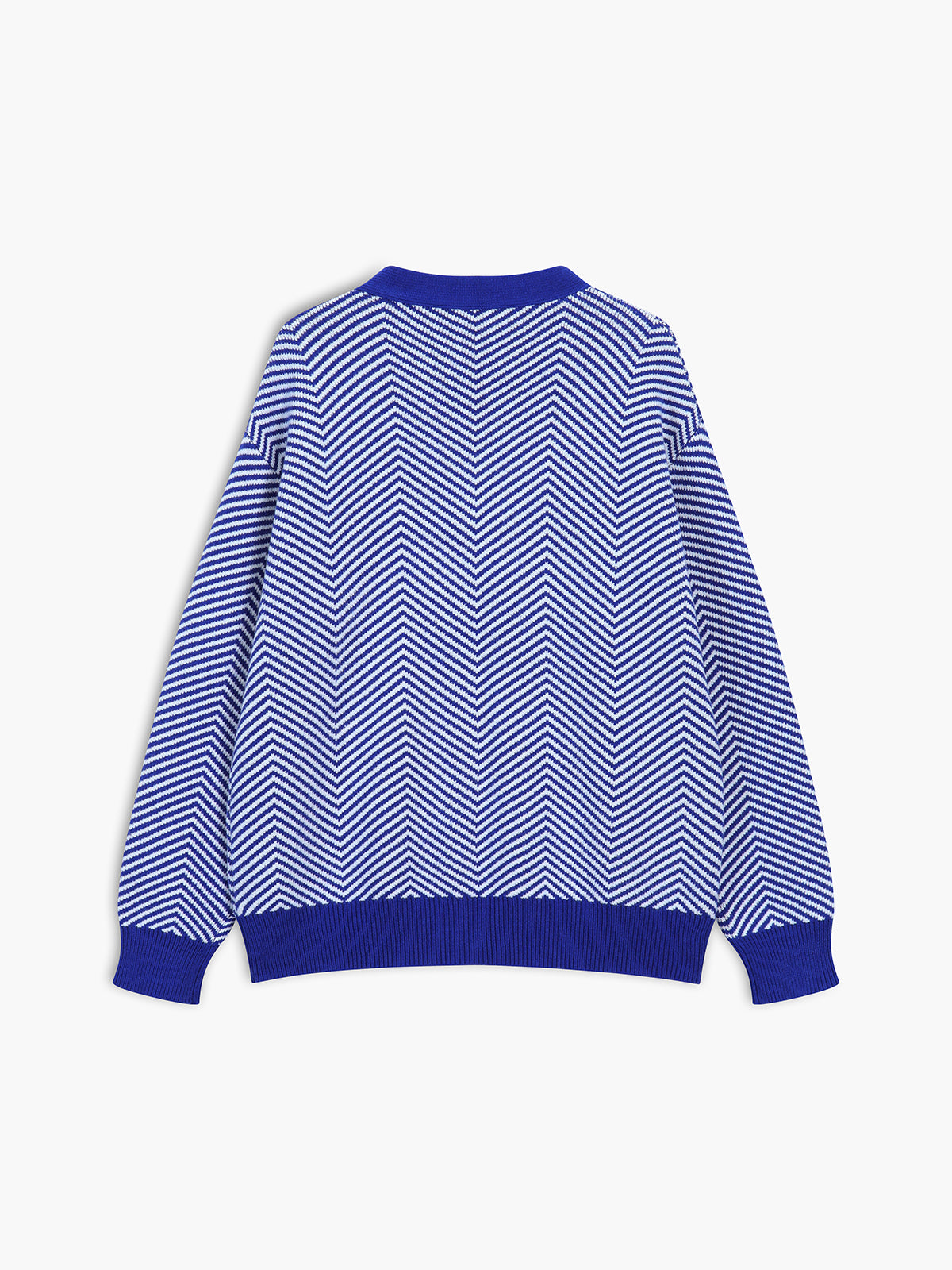 Oversized damesvest met visgraatstreep, V-hals en contrastboorden