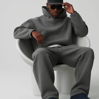 Oversized fleece joggingpak voor heren met hoodie en joggingbroek - antraciet