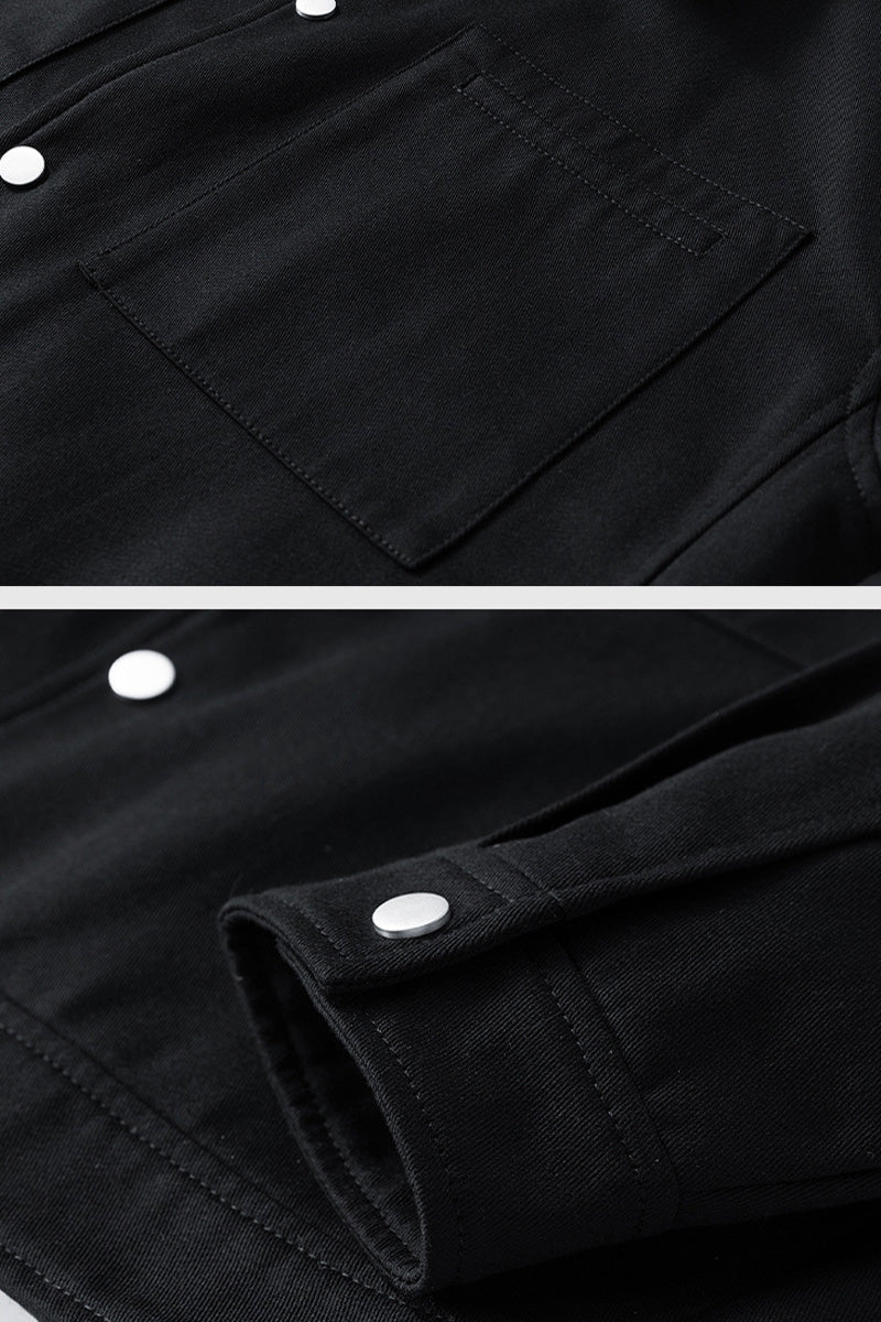 Oversized herenjack van twill met drukknopen en borstzakken