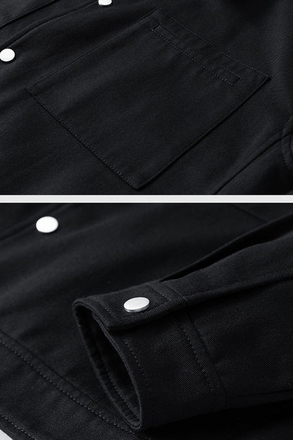 Oversized herenjack van twill met drukknopen en borstzakken