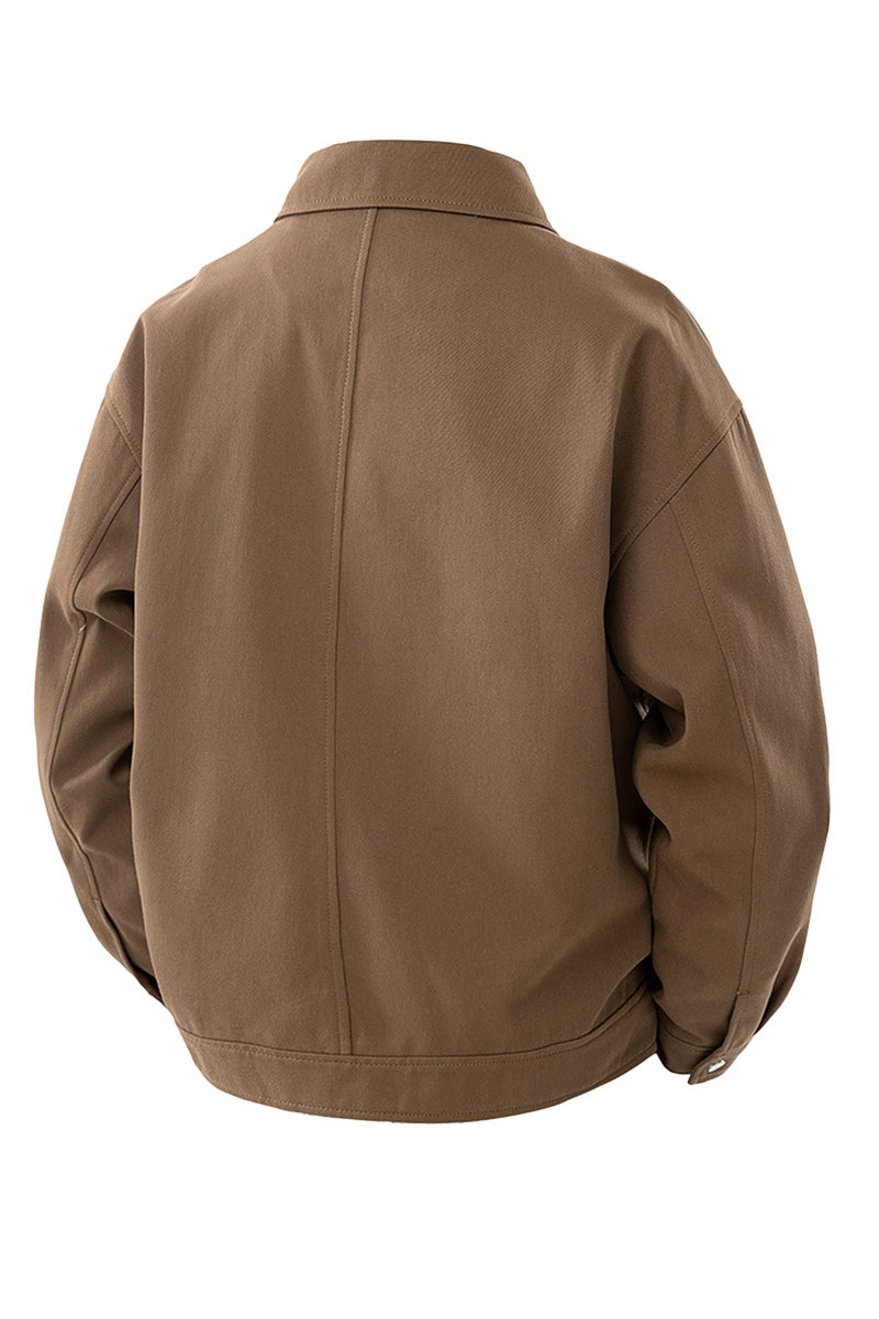 Oversized herenjack van twill met drukknopen en borstzakken