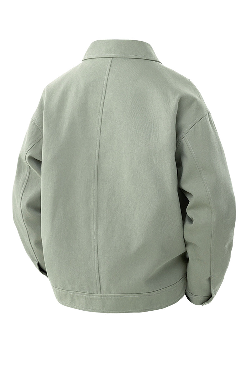 Oversized herenjack van twill met drukknopen en borstzakken