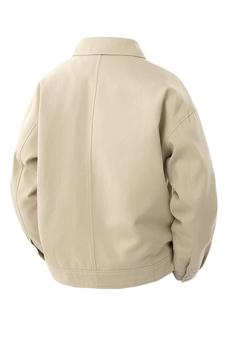 Oversized herenjack van twill met drukknopen en borstzakken