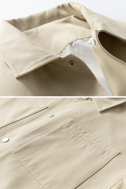 Oversized herenjack van twill met drukknopen en borstzakken