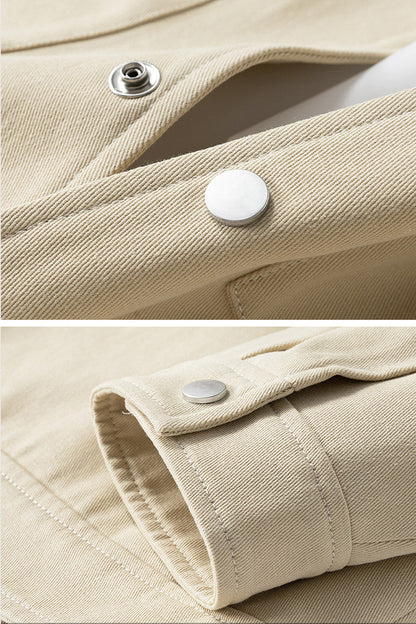 Oversized herenjack van twill met drukknopen en borstzakken