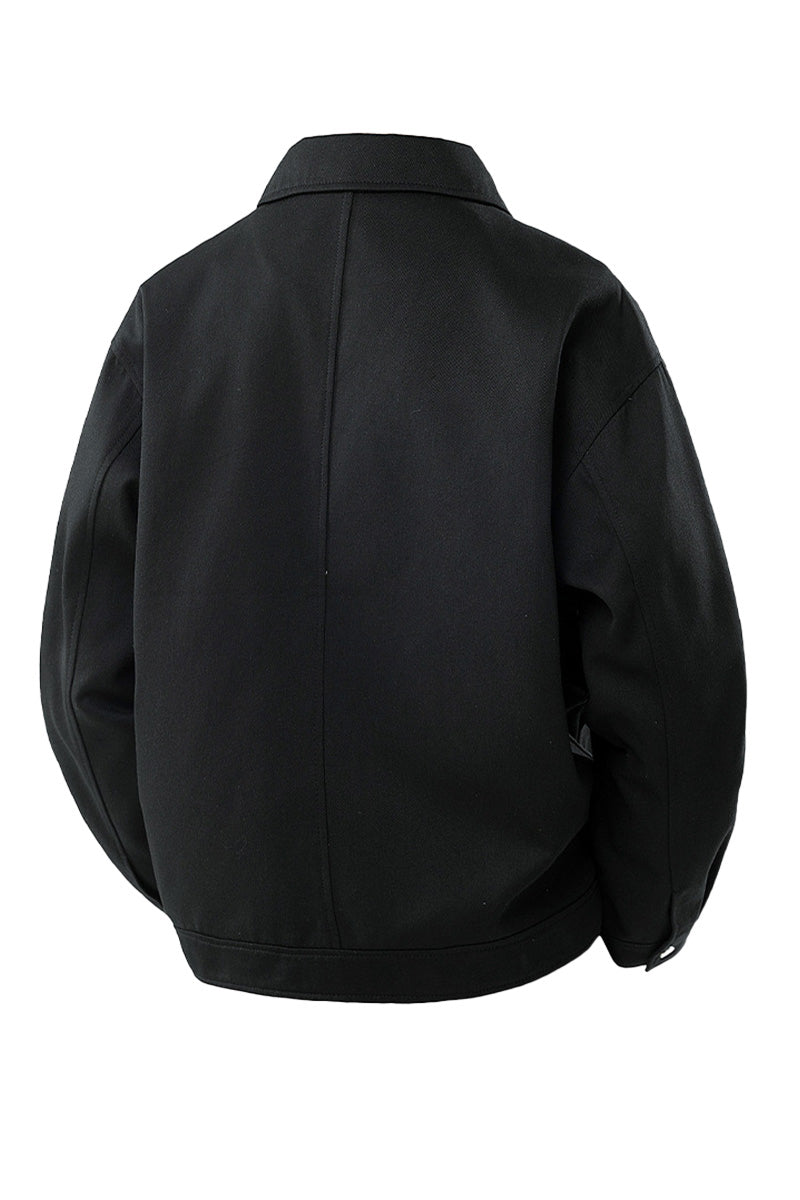 Oversized herenjack van twill met drukknopen en borstzakken
