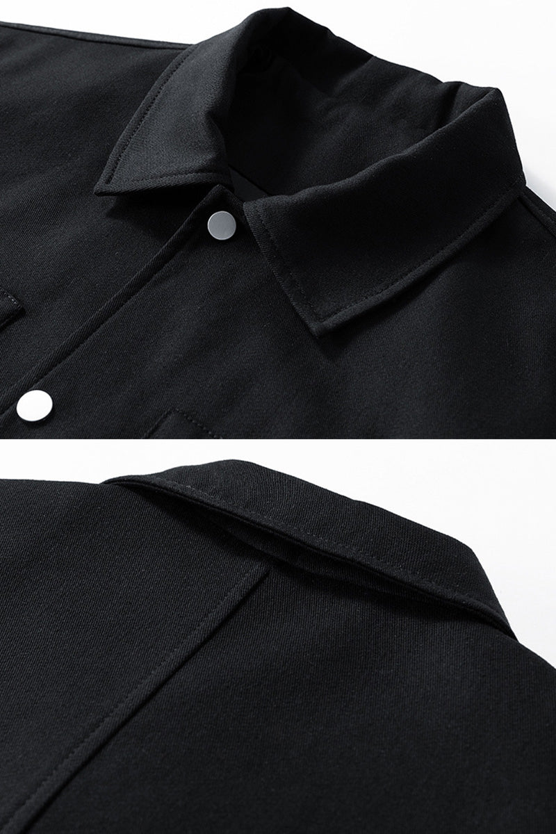 Oversized herenjack van twill met drukknopen en borstzakken