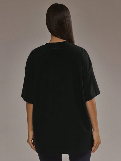 Oversized T-shirt voor dames van zachte stretchstof met ronde hals - beeld 13